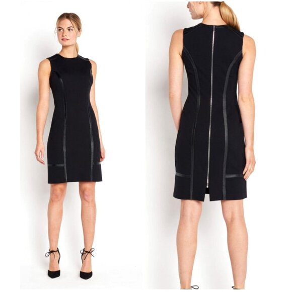 Of Mercer Dress Women 6 Black White Stitching Sleeveless Back Zip Sheath Mini - Picture 1 of 10